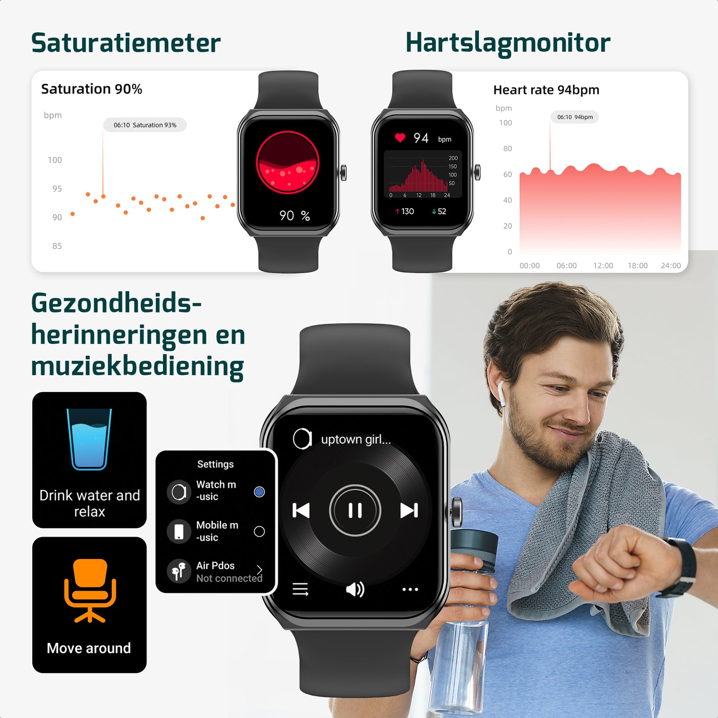 Smartwatch - Stappenteller Horloge