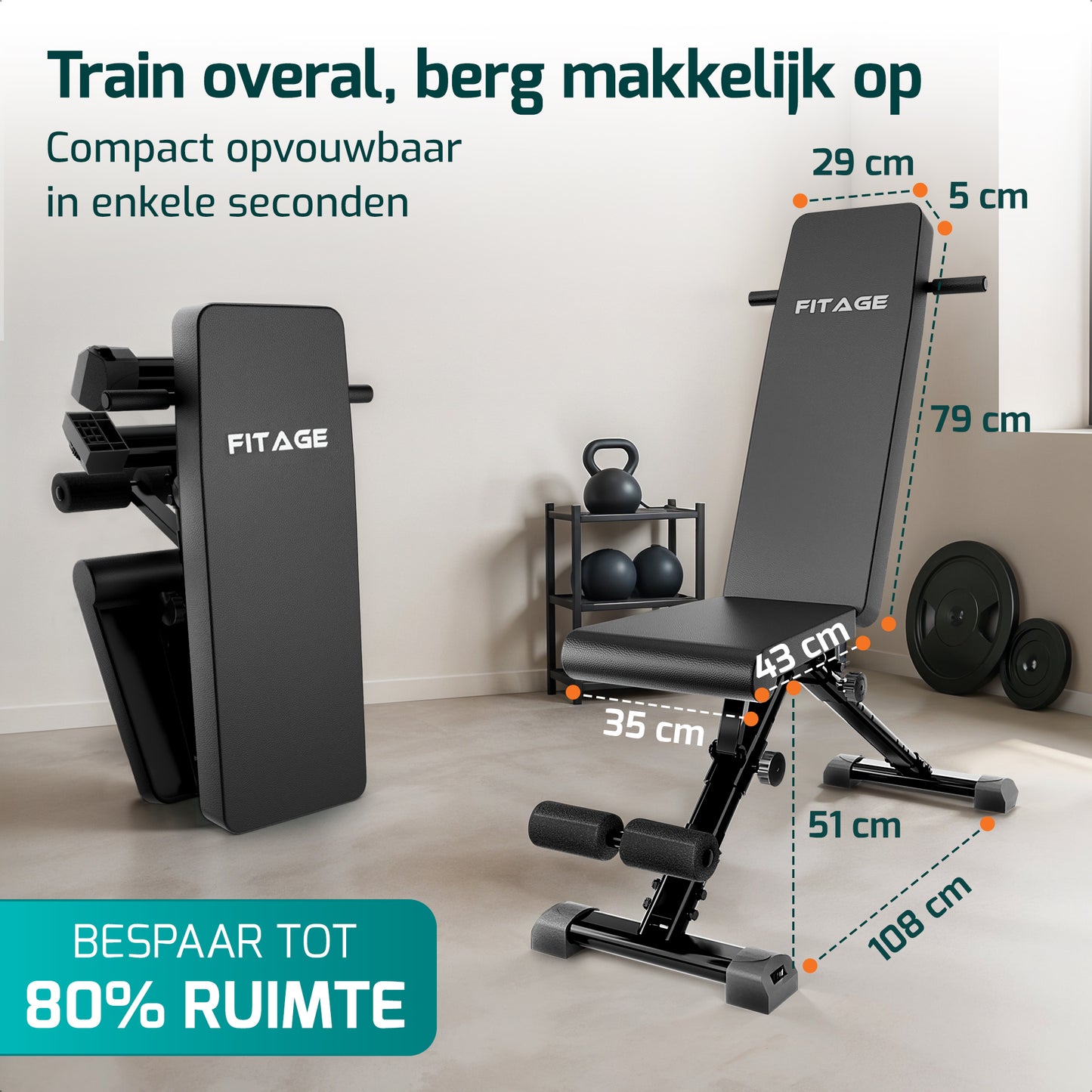 Fitnessbank - Fitness Halterbank tot 300KG - Verstelbaar - Inklapbaar - Zwart