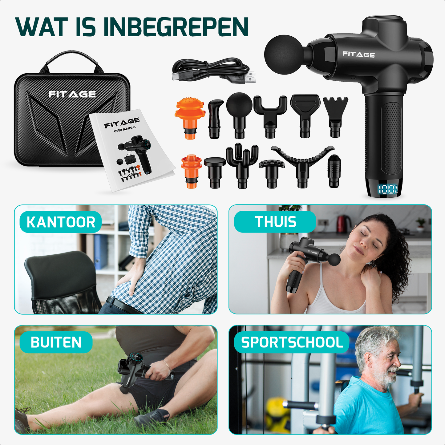 Massage Gun - 12 Opzetstukken