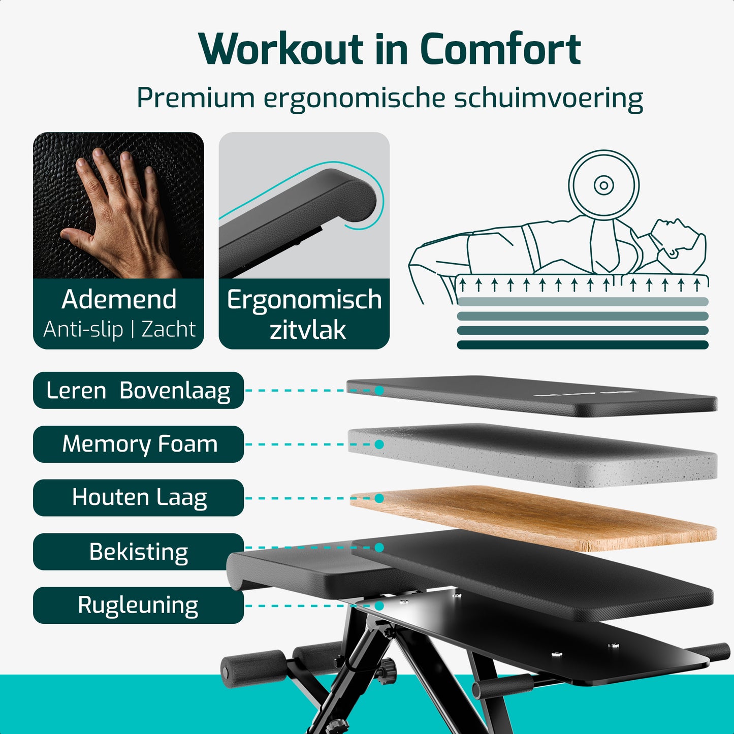 Fitnessbank - Fitness Halterbank tot 300KG - Verstelbaar - Inklapbaar - Zwart
