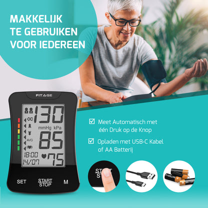 Medische Bovenarm Bloeddrukmeter - Bloeddrukmeters - Hartslagmeter - Blood Pressure Monitor - Omtrek manchet 22-42cm