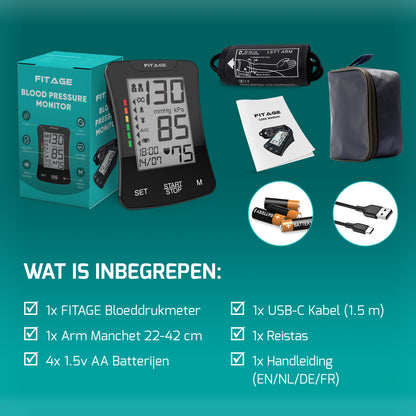 Medische Bovenarm Bloeddrukmeter - Bloeddrukmeters - Hartslagmeter - Blood Pressure Monitor - Omtrek manchet 22-42cm