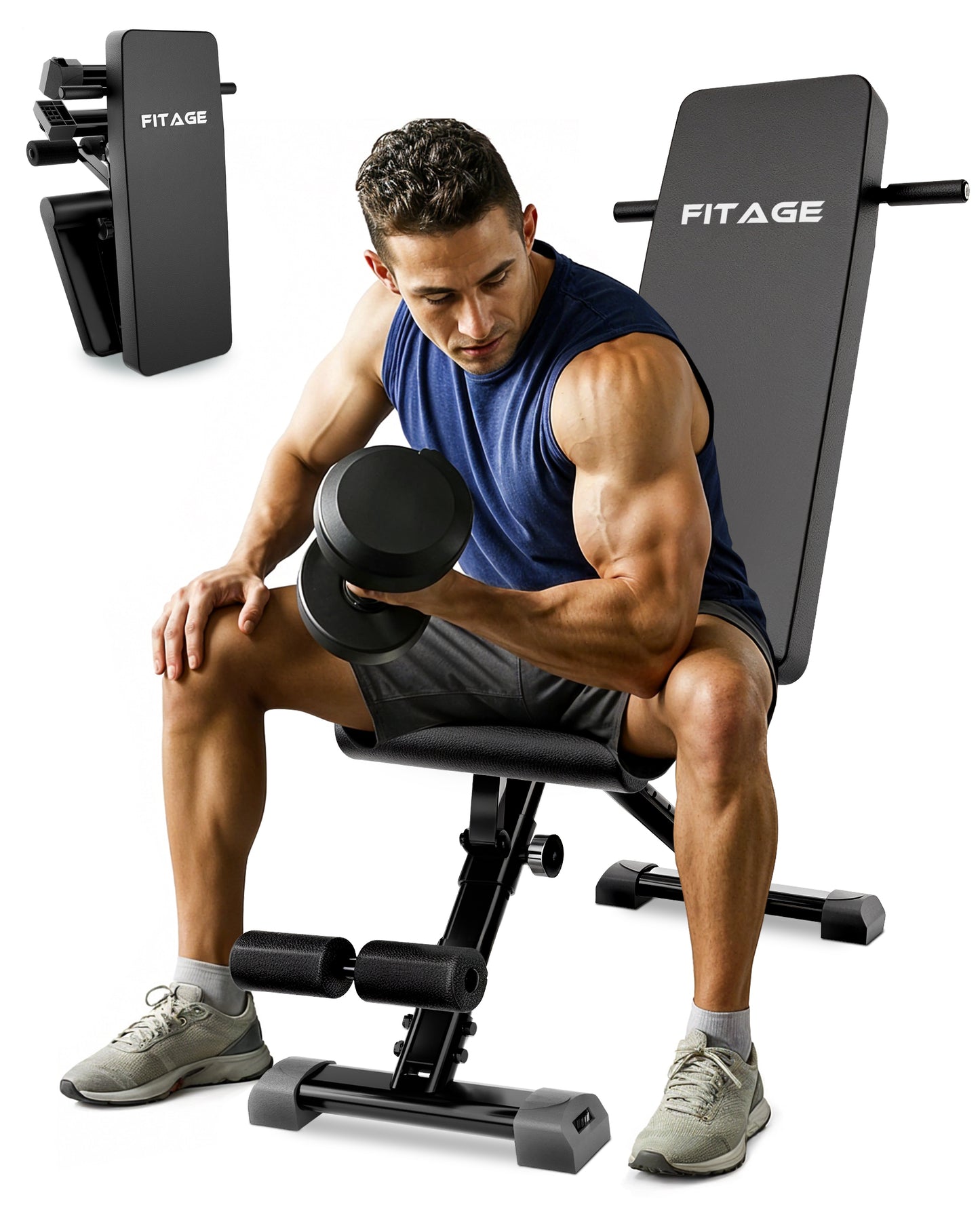 Fitnessbank - Fitness Halterbank tot 300KG - Verstelbaar - Inklapbaar - Zwart