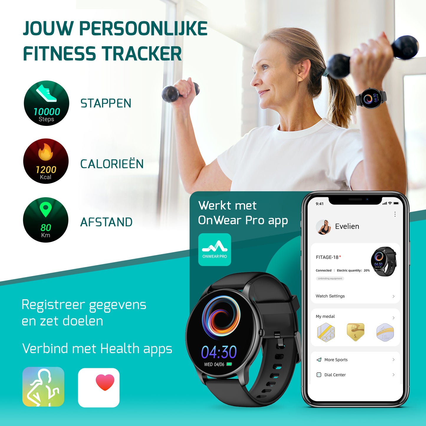 Sporthorloge - Smartwatch - Activity Tracker - GPS - Zwart