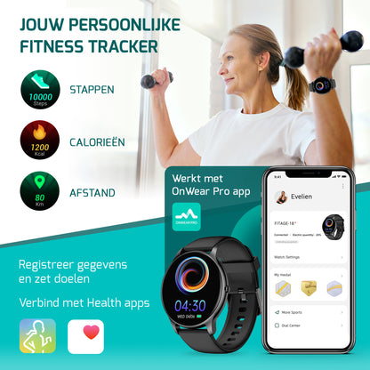 Sporthorloge - Smartwatch - Activity Tracker - GPS - Zwart