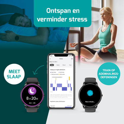 Sporthorloge - Smartwatch - Activity Tracker - GPS - Zwart