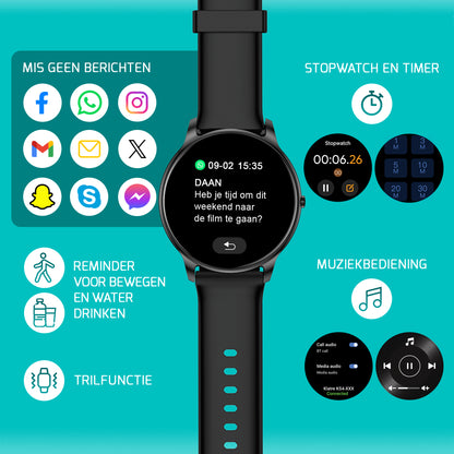 Sporthorloge - Smartwatch - Activity Tracker - GPS - Zwart