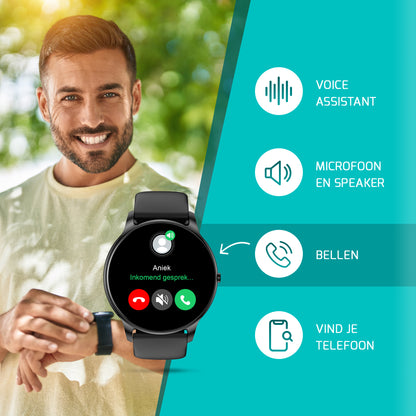 Sporthorloge - Smartwatch - Activity Tracker - GPS - Zwart